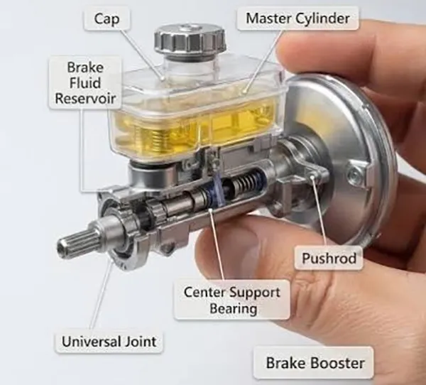 Reservoir, cap and diaphragm assembly Reservoir and cap assembly among brake master cylinder components