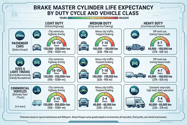 Brake master cylinder life expectancy varies by duty cycle brake master cylinder life expectancy by duty cycle and vehicle class