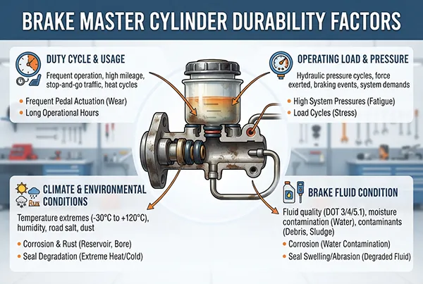 Factors affecting brake master cylinder durability brake master cylinder durability factors including duty cycle load climate and fluid condition