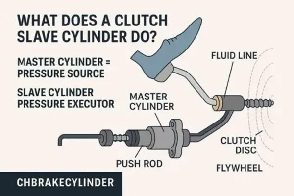 Clutch slave cylinder pushrod and release fork clutch slave cylinder pushrod acting on the release fork