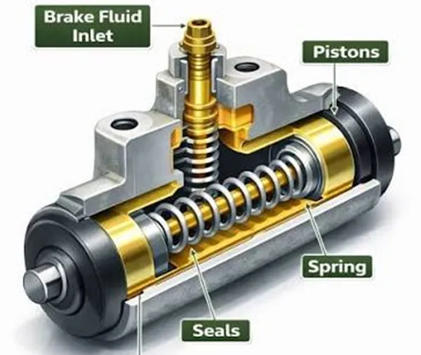 How a wheel cylinder moves the brake shoes wheel cylinder converting hydraulic pressure into brake shoe movement
