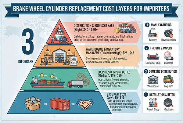 Four cost layers behind a wheel cylinder quotation brake wheel cylinder replacement cost layers for importers